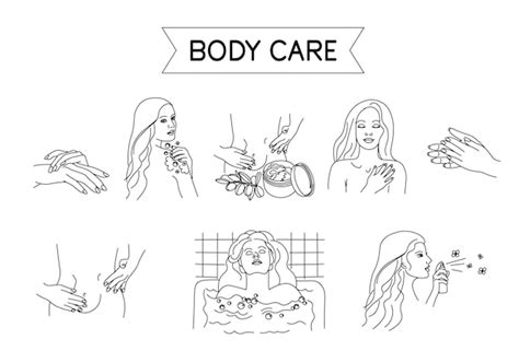 Premium Vector Body Care Set For Spa Salon Eco Cosmetics Vector Icons