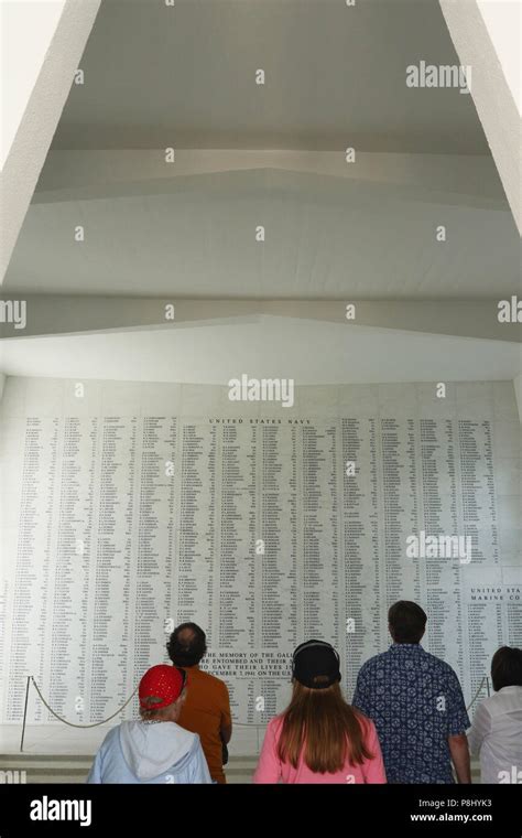 USS Arizona Memorial. Wall of names. World War II Valor in the Pacific ...