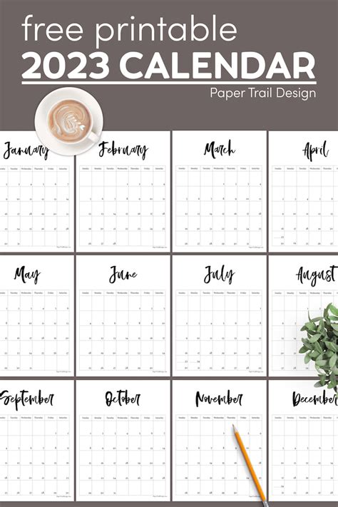 Vertical Printable Calendar 2023 - Printable Template Calendar