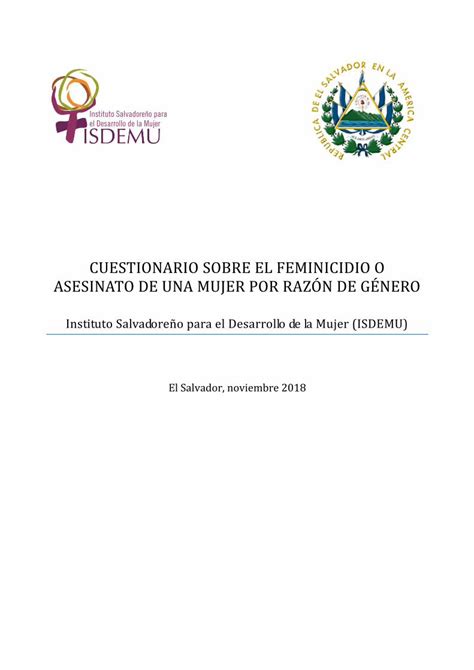 Pdf Cuestionario Sobre El Feminicidio O Asesinato De Una De