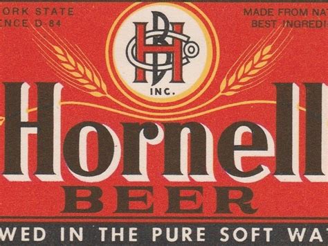 1945 Beer Label Hornell Brewing Co Hornell N Y Vintage Ephemera