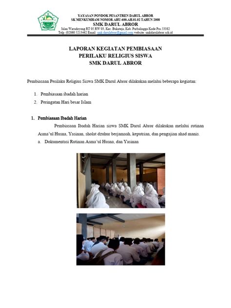 Laporan Kegiatan Keagamaan Pdf