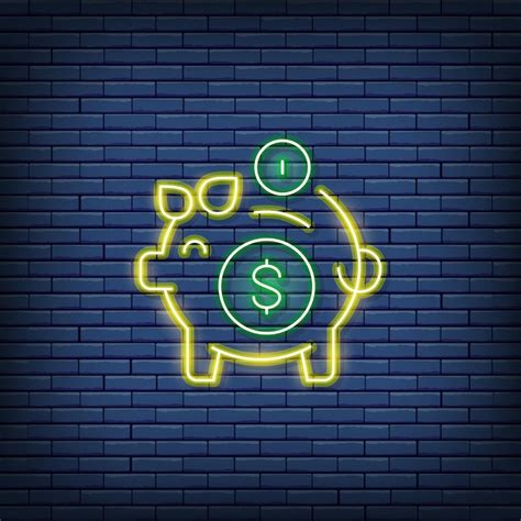 Premium Vector Vector Piggy Bank Save Money Neon Sign