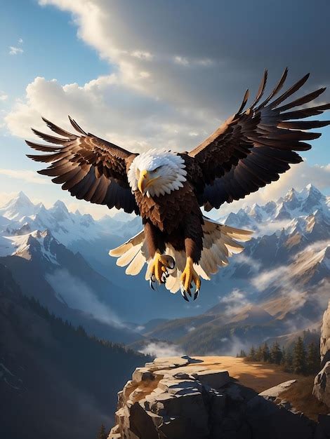 Premium Ai Image A Majestic Eagle Soaring Through A Vibrant Sky Ai