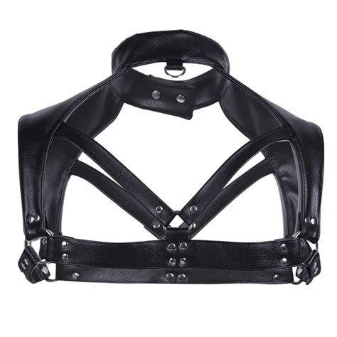 Tiaobug Men Lingerie Faux Leather Adjustable Body Chest Harness Costume