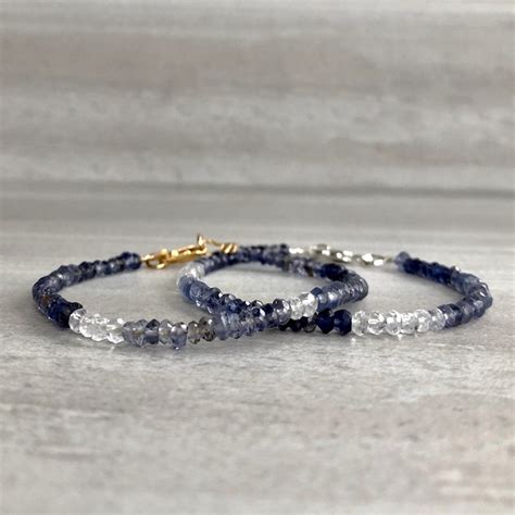 Gold Iolite Bracelet Healing Crystal Jewelry Etsy