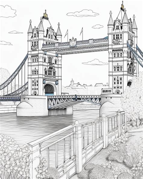 Premium Photo London Tower Bridge Coloring Page