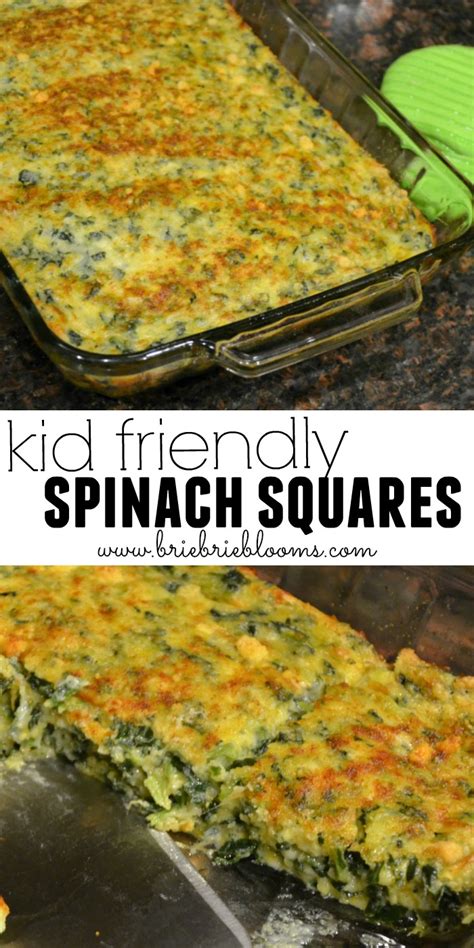 Kid friendly spinach squares recipe - Brie Brie Blooms