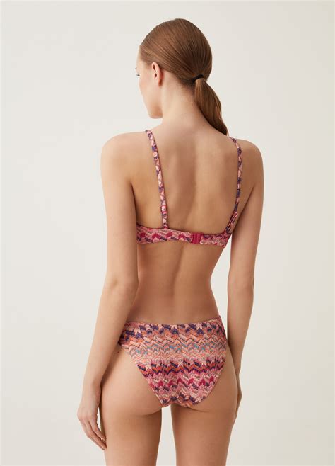 Top Bikini Bralette Fantasia A Zig Zag Arancione Rosa Da Donna Ovs