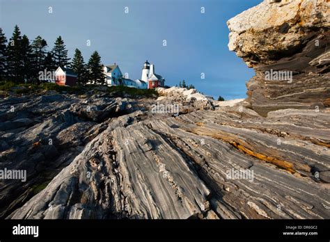 Pemaquid Point Lighthouse Is Located Above Unique Rock Formations Along