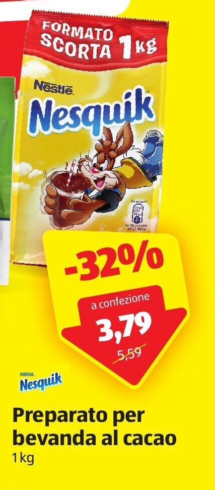 Nestlé Nesquik Preparato per bevanda al cacao 1kg offerta di ALDI