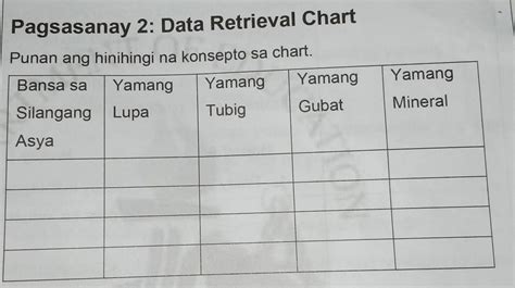 Pagsasanay Data Retrieval Chart Yamang Punan Ang Hinihingi Na