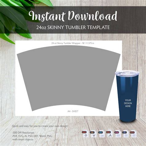 24 Oz Tumbler Wrap Template Sublimation Template Svg Dxf Etsy