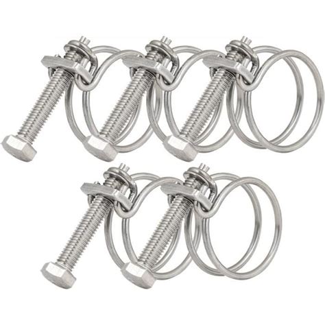 Lot De 5 Colliers De Serrage À Double Fil Réglables En Acier Inoxydable