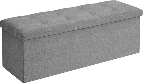 Idmarket Banc Coffre Rangement Sur Pied Cm Tissu Gris Anthracite