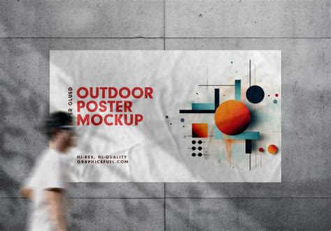 Glued Horizontal Outdoor Poster Mockup Mockup World