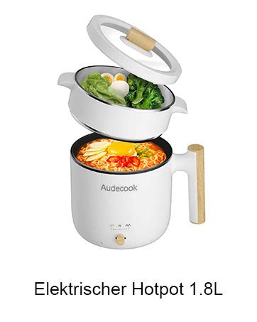 Audecook Electric Hot Pot L Portable Mini Non Stick Multicooker Fast Ramen Cooker Travel