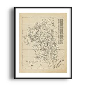 Mill Valley California Map Art - Etsy