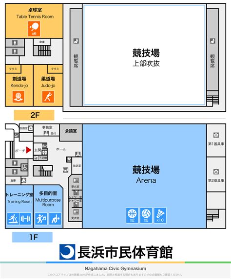 長浜市民体育館のフロアマップ Floormap