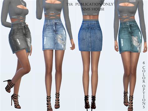 The Sims Resource Denim Skirt With Belt