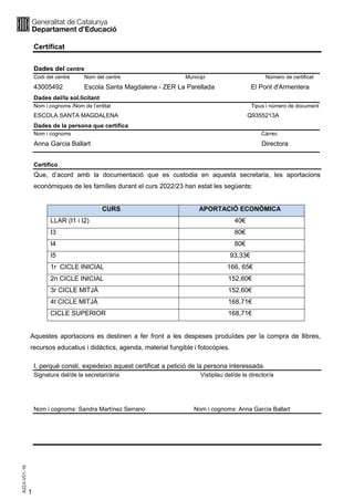 Certificat quota aportació famílies PDF