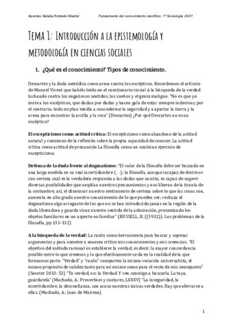 Tema Introduccion A La Epistemologia Y Metodologia En Ciencias