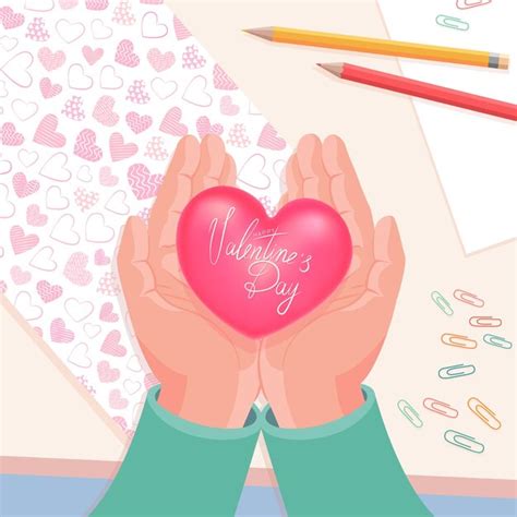 Premium Vector Postcard To Valentine S Day Male Hands With A Heart