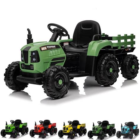 12v Kids Ride On Tractor With Trailer Electric Ride On Toy With Remote