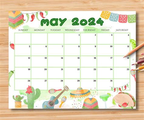 EDITABLE May 2024 Calendar Cinco De Mayo Planner 2024 Etsy In 2023