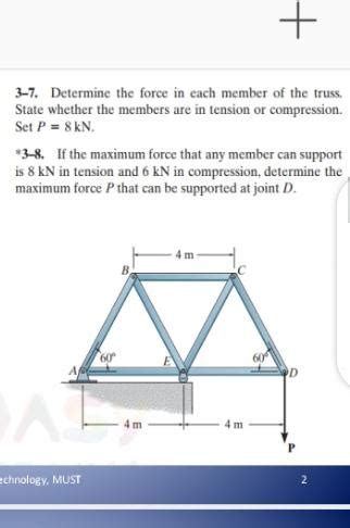 Solved 3 7 Determine The Force In Each Member O SolutionInn