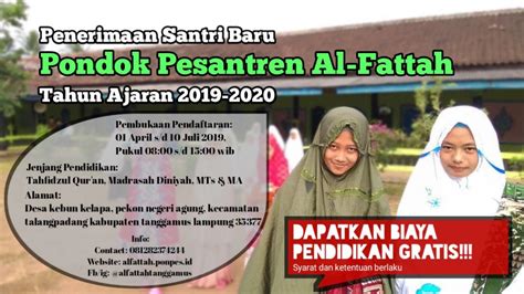 Penerimaan Santri Baru Pondok Pesantren Al Fattah M Pon Pes