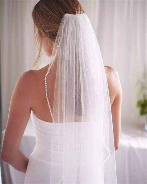 Crystal And Pearl Beaded Cathedral Wedding Veil V5094