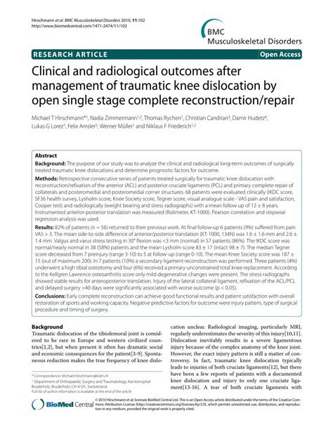 Pdf Clinical And Radiological Outcomes After Management Of Traumatic