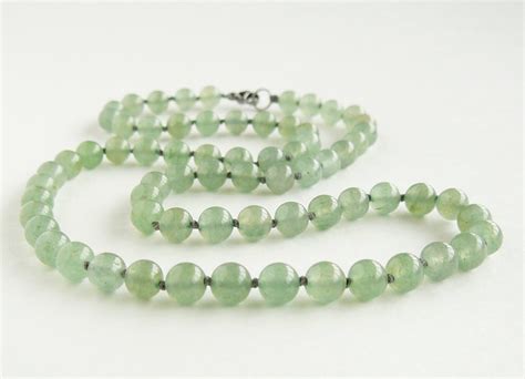 Green Aventurine Necklace 6mm Green Beaded Necklaces Hand Knotted Gemstone Necklace For Women