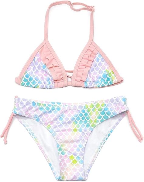 Shekini Girls Bikini Set Adjustable Triangle Bikini Top Cute Printed