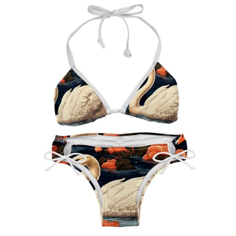 Swan Stylish Bikini Set With Detachable Sponge Adjustable Strap 2