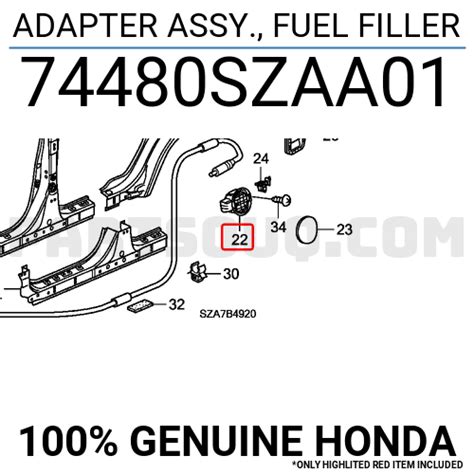 ADAPTER ASSY FUEL FILLER 74480SZAA01 Honda Parts PartSouq