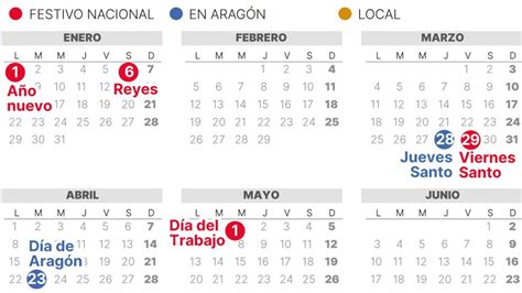 CALENDARIO laboral de ARAGÓN de 2024 con FESTIVOS