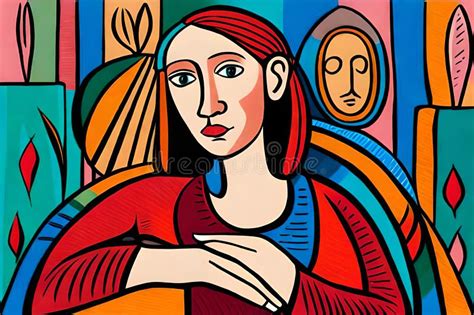 Women in Picasso Simple Abstract Painting Style Stock Illustration - Illustration of face ...