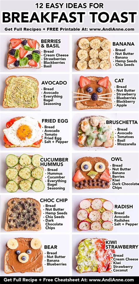 An Image Of Breakfast Toasts With The Words Easy Ideas For