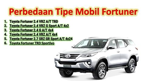 Perbedaan Mobil Fortuner Tipe G Vrz Trd Srz Dan Gr Sport Youtube