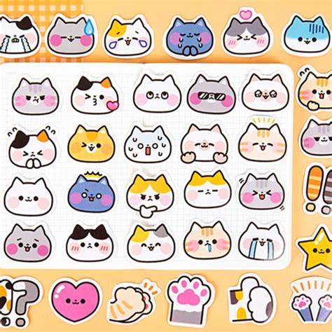 Kawaii Cat Stickers 45 Pieces Cat Stickers Kawaii Stickers Kawaii