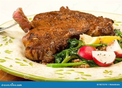 Cut Ribeye Steak stock photo. Image of pasta, lemon, flatware - 9872578