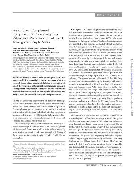 Pdf Fc Riiib And Complement Component C Codeficiency In A Patient