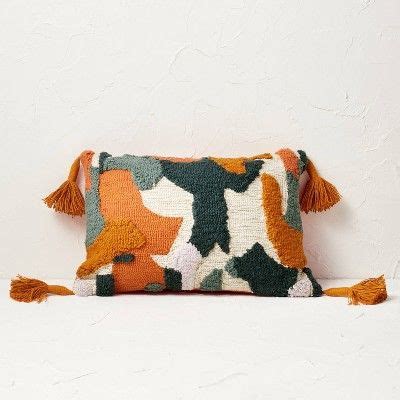 Abstract Punch Needle Lumbar Throw Pillow With Tassels Opalhouse