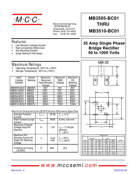 MB3510 BC01 DataSheet MCC