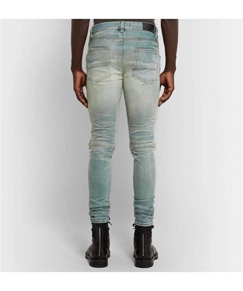 Amiri Amiri Mx Skinny Fit Leather Panelled Distressed Stretch