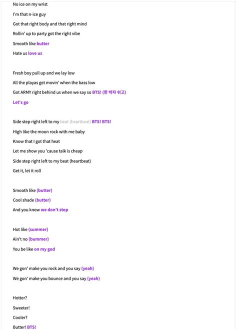 BTS Charts Translations⁷ on Twitter The BTS twt Butter Fanchant