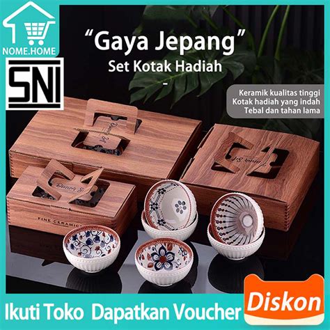 Jual Nome Souvenir Mangkuk Set Porselen Biru Dan Putih Bermutu Tinggi