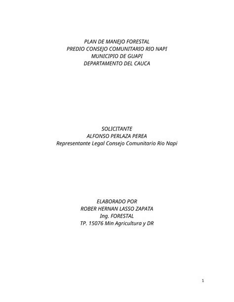 Docx Plan De Manejo Forestal Consejo Comunitario Rio Napi Docx